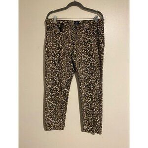 Authentic Icon Leopard Print Pants Size 31 Cotton Blend Stretchy Logo Casual